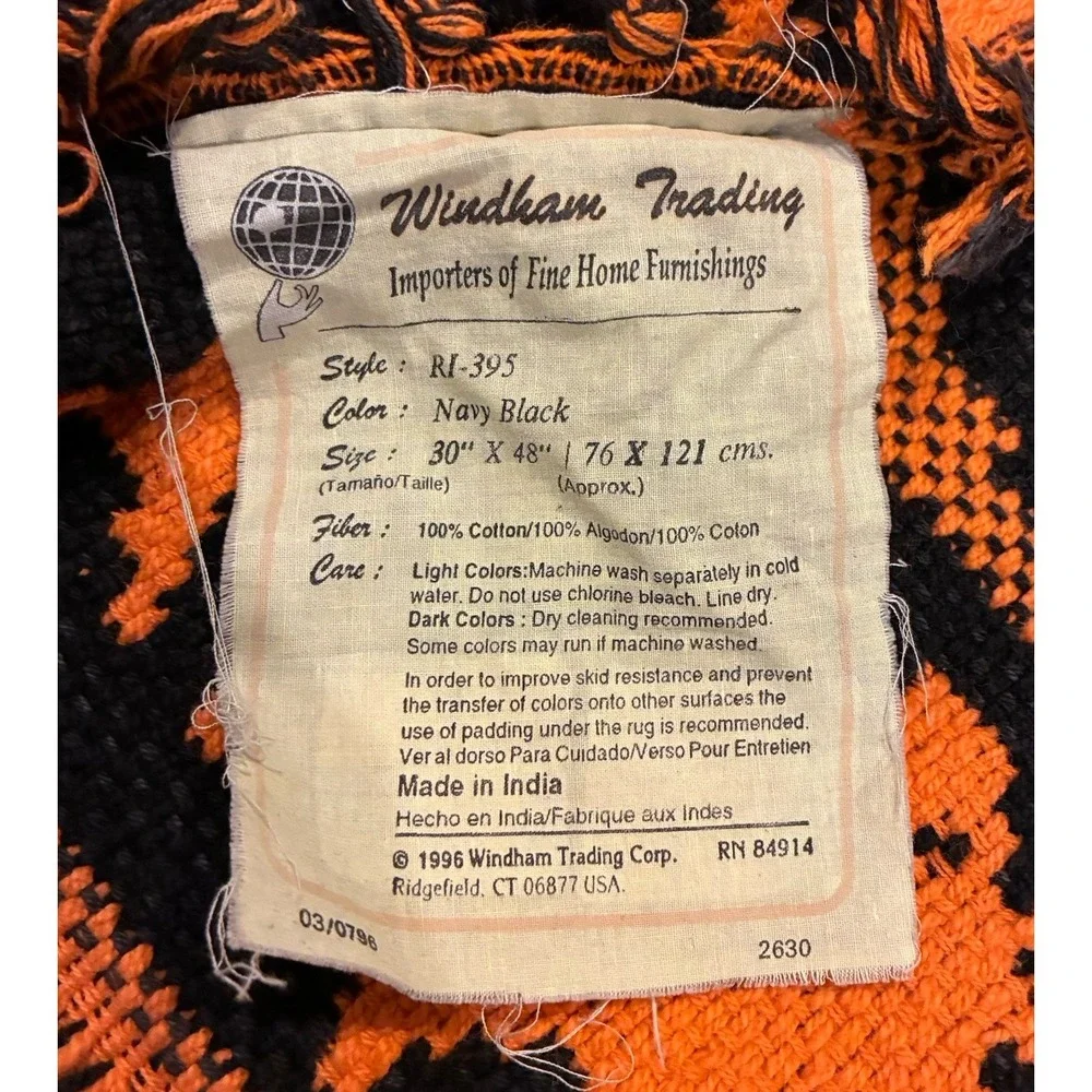 Vtg 1996 Windham Trading Pumpkin Halloween Tapestry Rug Throw Decor 30 X 48